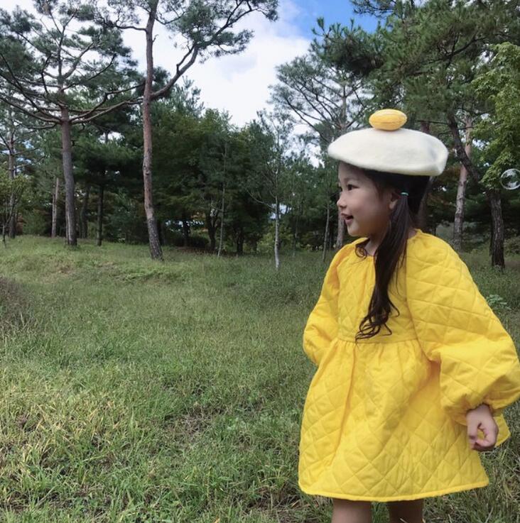 Håndlavet uldpokeret æg beret koreansk hat efterår og vinter all-match beret hat forælder-barn fritidsmaler hat