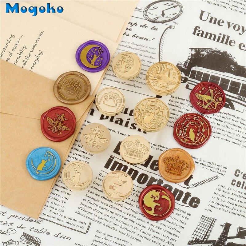 Mogoko Kat Serie Zegellak Postzegels Retro Hout Klassieke Lakzegel Stempel Geschenkdoos Kaarten Envelop Decor Twin Kat/kat Pick De Ster