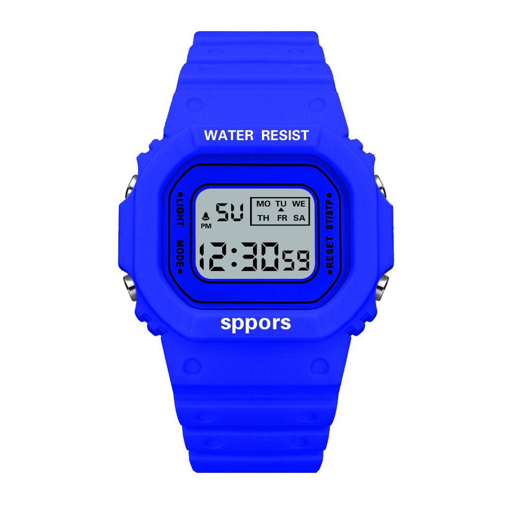 Relojes digitales deportivos a la para hombre, reloj de pulsera LED Simple resistente al agua, reloj electrónico informal de silicona con indicador de fecha y hora: Azul