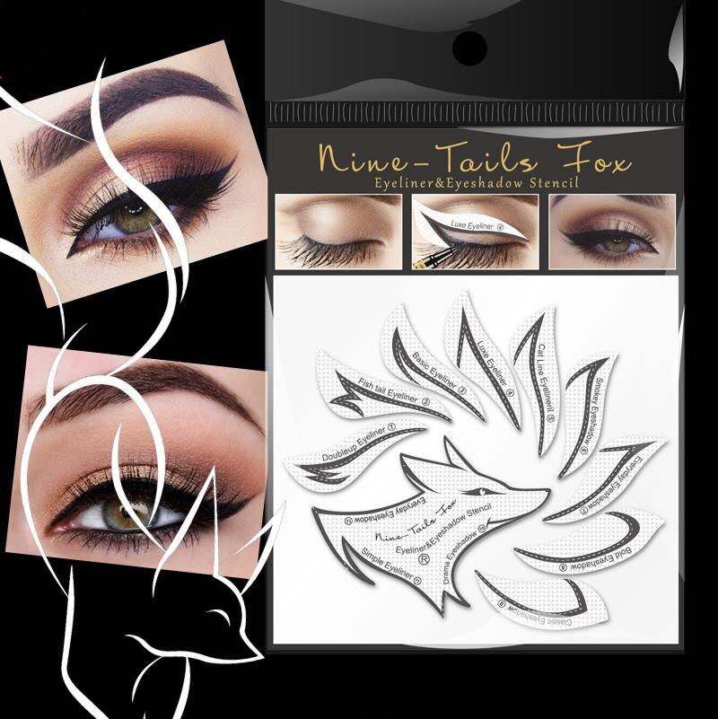 12 painting Eye Makeup Stencils arrow Eyeliner Template Shaping Tool Eyebrows Eye Shadow Makeup Template Tool Stickers Card