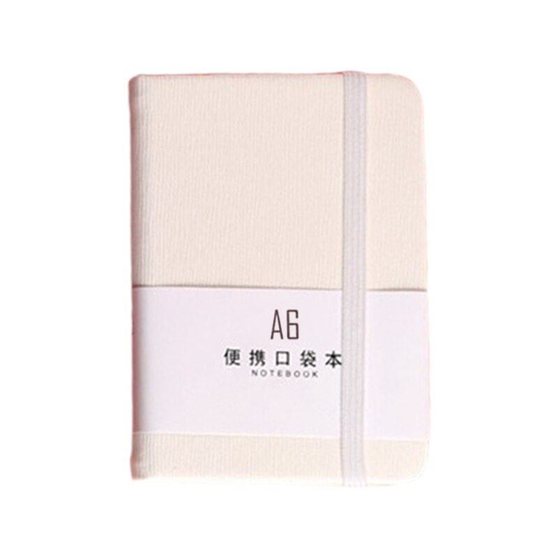 Bloc-notes A7 A6 avec courroie à ressort, Mini poche en cuir PU, pour ordinateur Portable de voyage, directe: WHITE