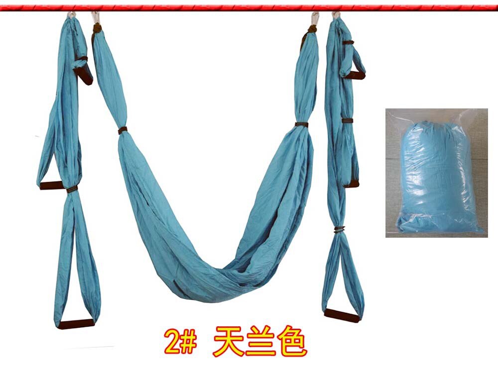 Color matchingAnti-gravity Aerial Yoga Hammock Full Set Flying Swing Trapeze Yoga Inversion Exercises Device Home GYM Hanging: skyblue