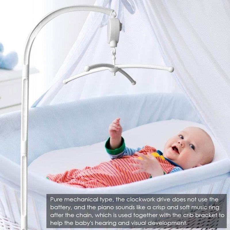 Rotating Baby Bed Bell Bracket Adjustable White Baby Bell Holder Interactive Box Crib Mobile Toy Bracket+wind-up Bed Music B7S5