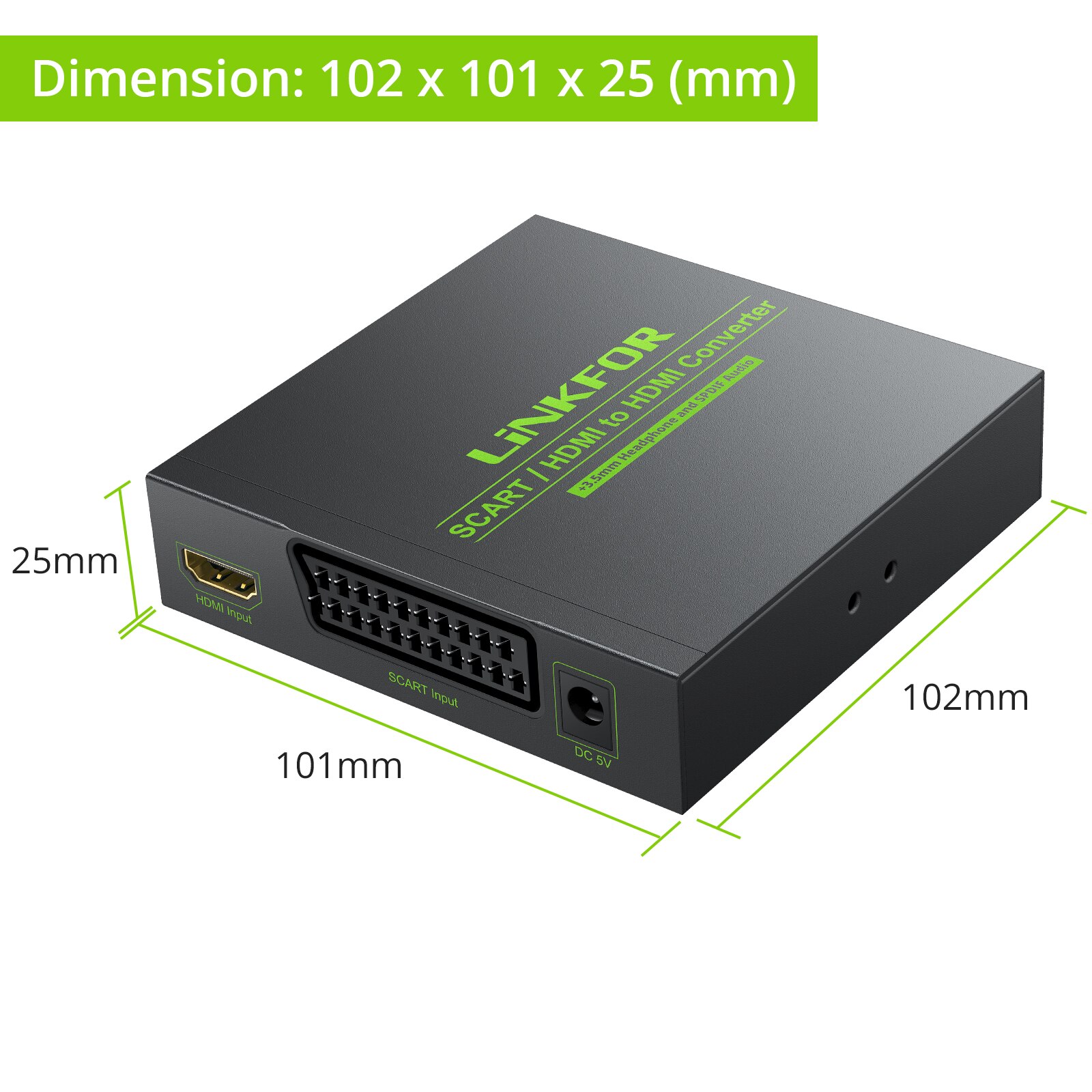 LiNKFOR SCART convertitore compatibile da HDMI a HDMI supporta segnali Video RGB e CVBS a HDMI 720P/1080P con jack da 3.5mm per HDTV