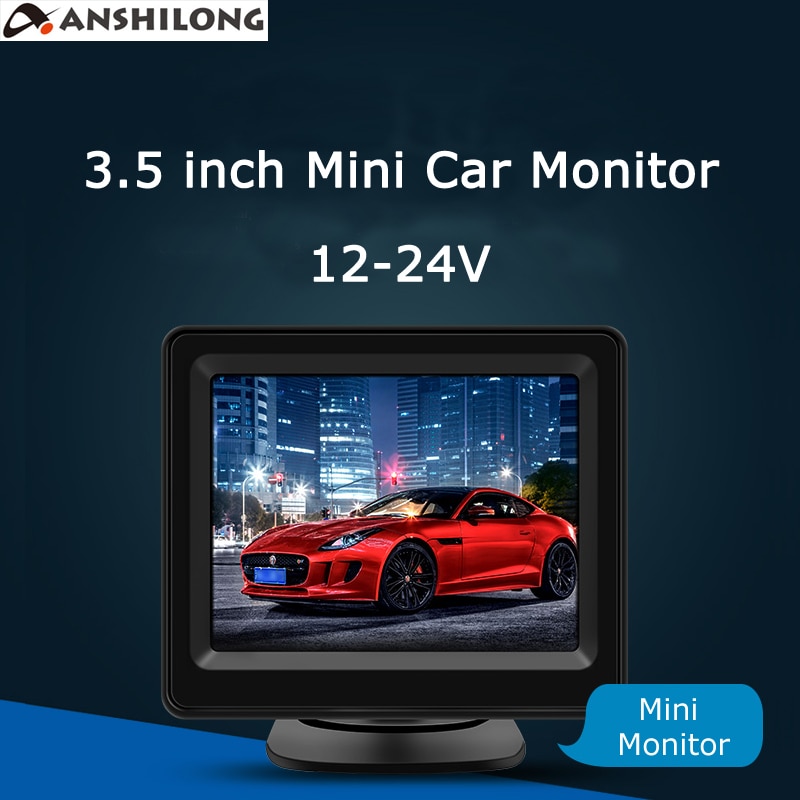 Anshilong 12-24V 3.5 Inch Tft Lcd Mini Car Voertuig Achteruitrijcamera In-Dash Monitor 4:3 2Ch Video-ingang 2 Beugels