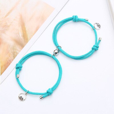 2 stücke Paar Magnet Gewinnen Jedes Andere Kreative Persönlichkeit Paar Armbinde Männer und Frauen Allianz Armbinde Schmuck Liebhaber: See Blau