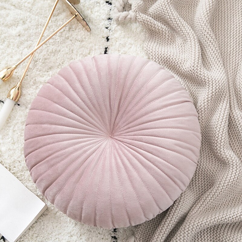 Różowy styl skandynawski kształt dyni poduszka dekoracyjna poduszka siedziskowa kreatywna okrągła aksamitna poszewka na poduszkę
