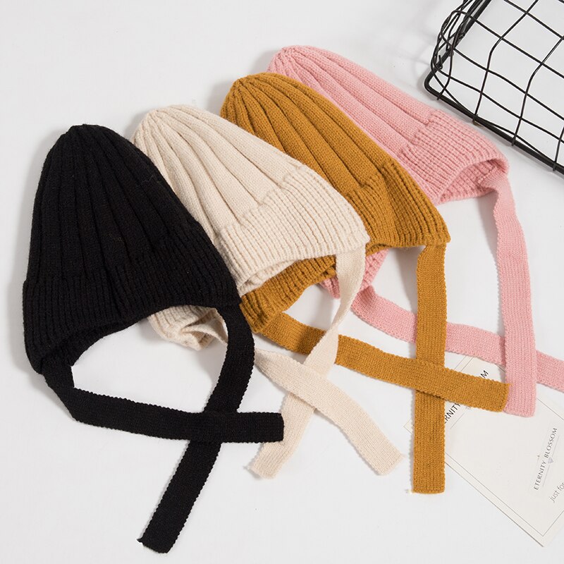 Suave, de punto bebé sombrero foto recién gorra con accesorios de Color sólido Infantil Niño niña gorro otoño invierno cálido Gorro con orejas