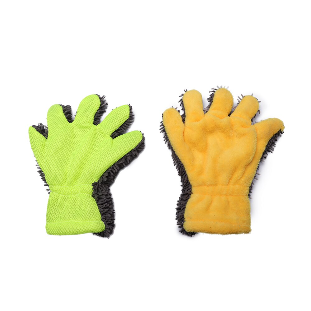 SPTA 5 Finger Car Washing Gloves Soft Multifunction Double-sided Car Cleaning Brush Car Wash Car Cleaning Gloves Coral Mitt Car