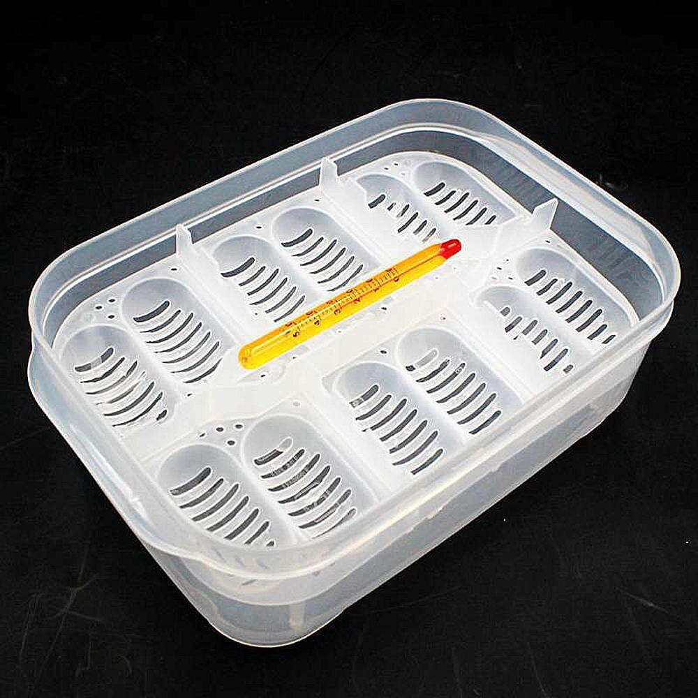 12 Grids Plastic Reptile Egg Incubation Tray Eggs Hatcher Box Lizard Gecko Snake Case with Thermometer Pet Products