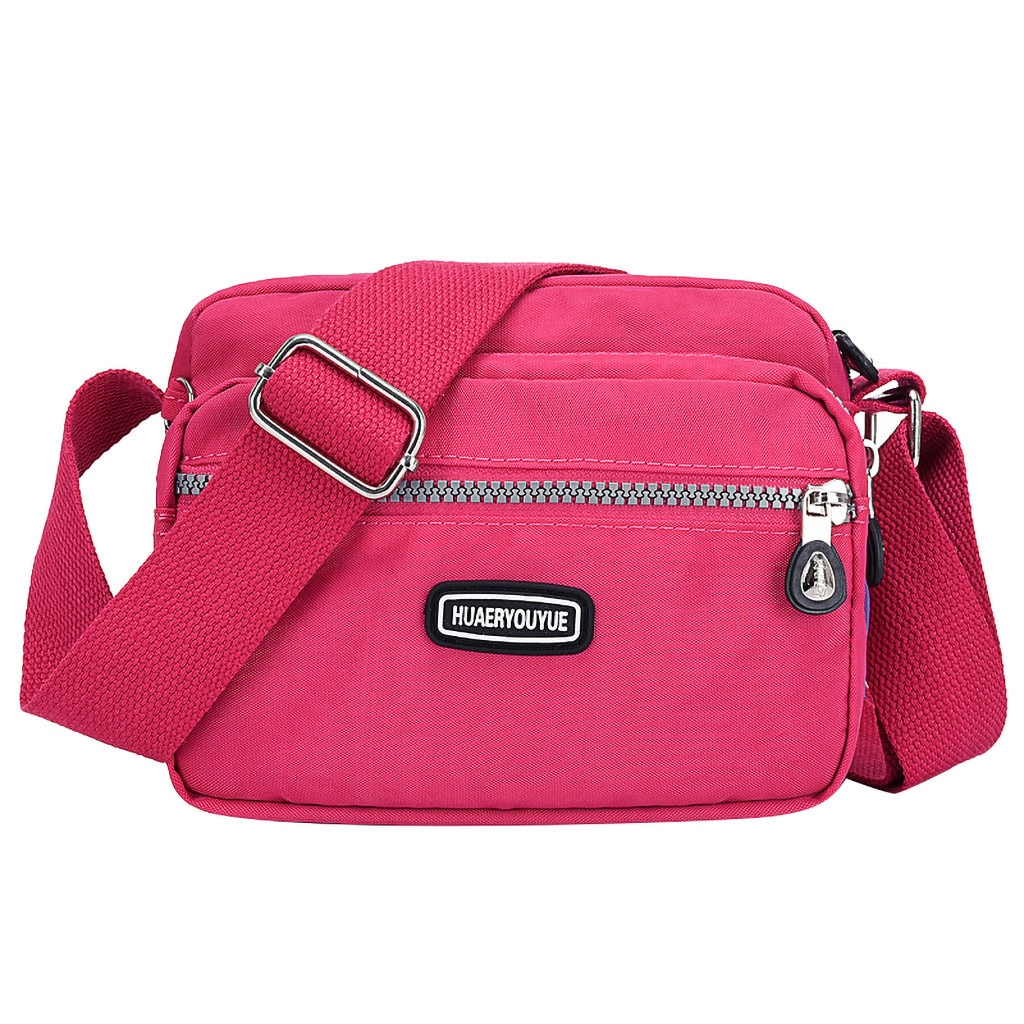 Bolso de hombro para mujer, informal, de , de nailon, para mujer, bolso de hombro, resistente al agua, para chicas, bandolera, pequeño para mujer,: Rosa fuerte