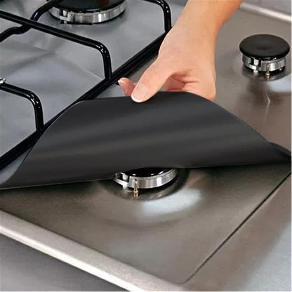 4Pcs Reusable Foil Gas Hob Range Stovetop Burner Protector Liner Cover For Cleaning Kitchen Tools Kitchen Tools