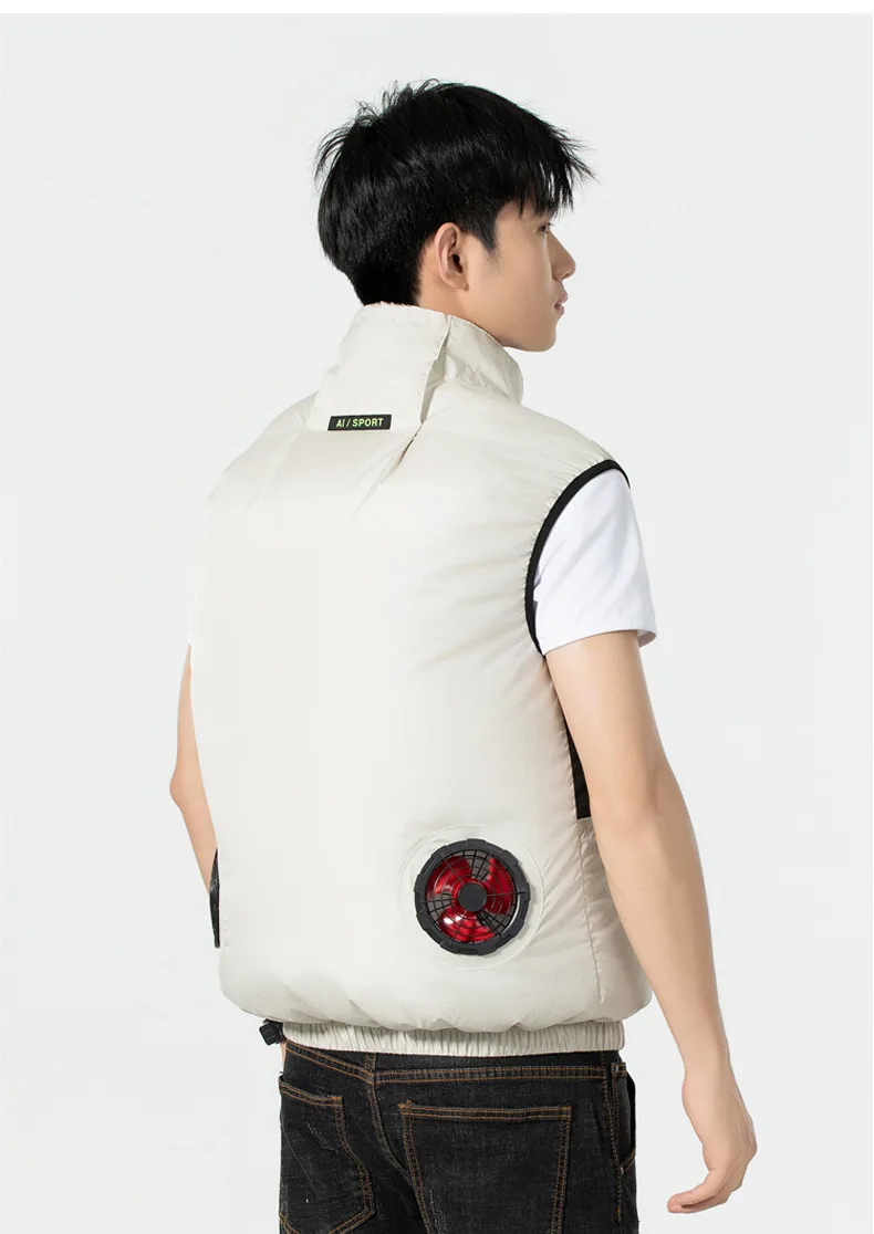 Zomerse, intelligente koelende ventilatortechnologie, geschikt voor mannen en vrouwen, ademend, zweetabsorberend, geschikt voor vrije tijd en werk.