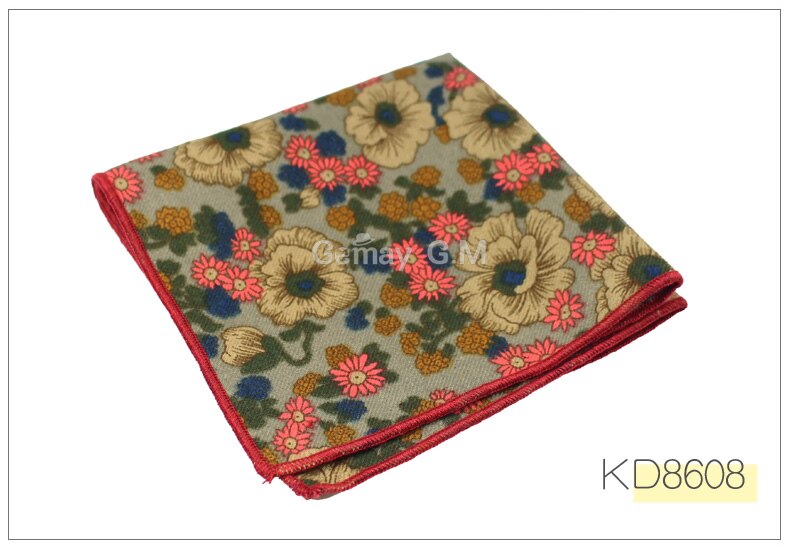 Kostymer blomtryck fyrkantig ficka 25cm*25cm bomullsnäsdukar herr brösthandduk damnäsduksnäsdukar: Kd8608