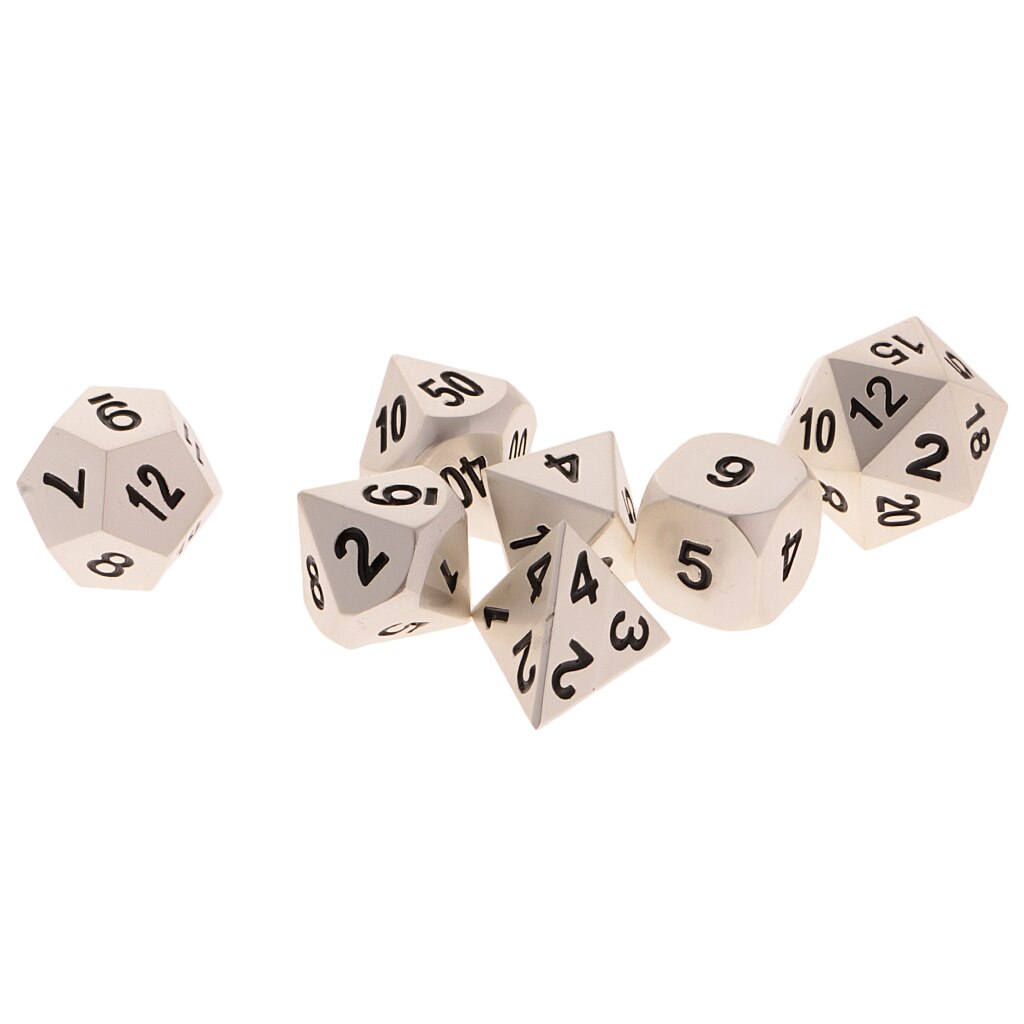 7 dados poliédricos de metal multi-face morrem para masmorras de rpg \ u0026