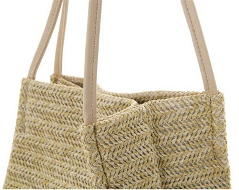 Kvinder sommer strand håndtaske tote flettet taske dame indkøbstaske rattan halm cross body håndtaske kurv