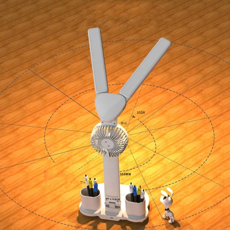 U55C Two Function LED Desk Lamp and Quiet Fan with Touches Interface and USB Charging for Study and Work Environment