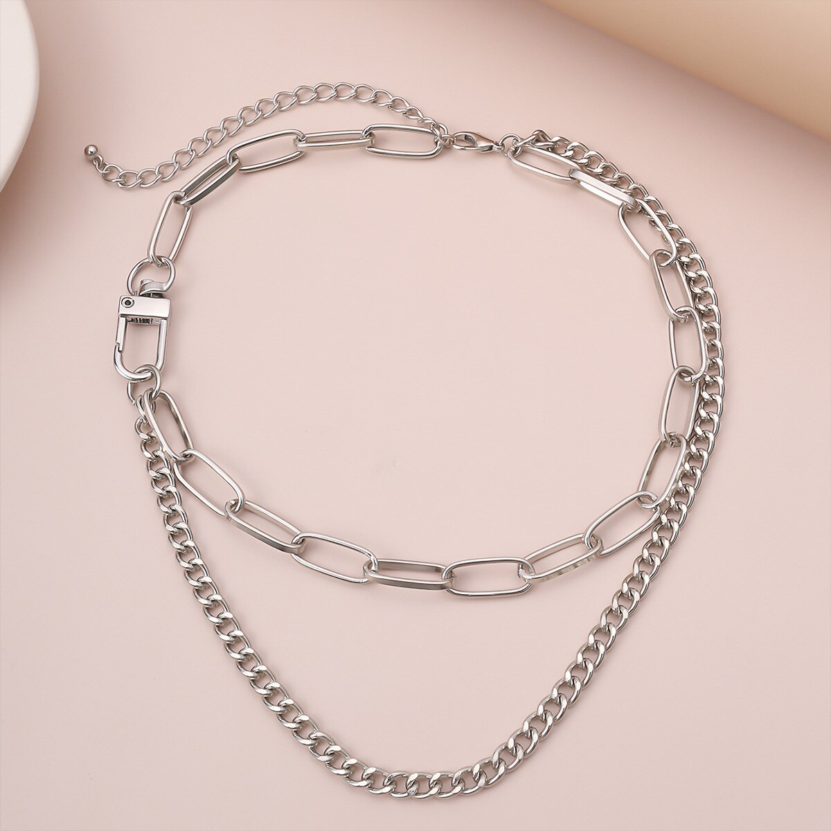 klasyczny punk metal dwuwarstwowy łańcuch Chokers geometryczny złoty kolor srebrny komunikat choker naszyjniki biżuteria prezenty dla kobiet mężczyzn