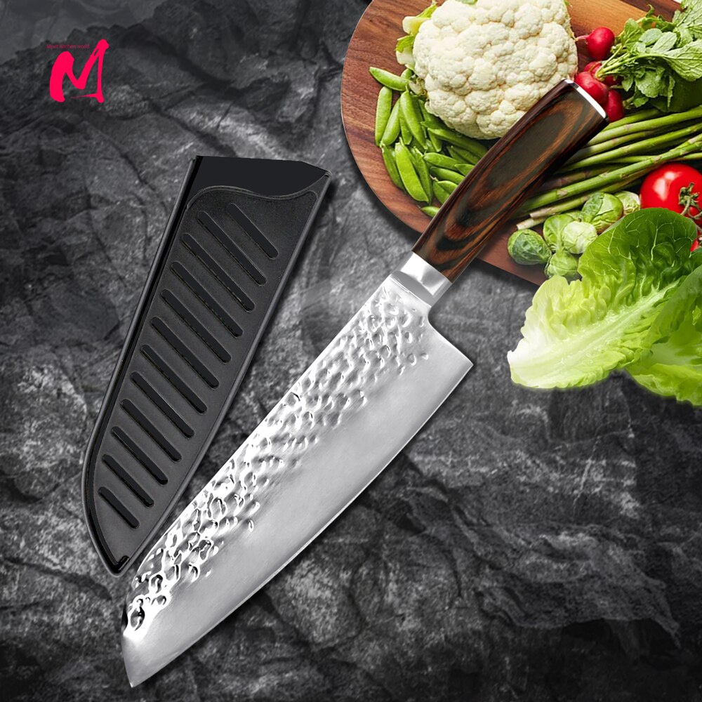 Kitchen Knife 8 inch Japanese Chef Knives 7CR17 440C High Carbon Stainless Steel Meat Cleaver Slicer Santoku Knife