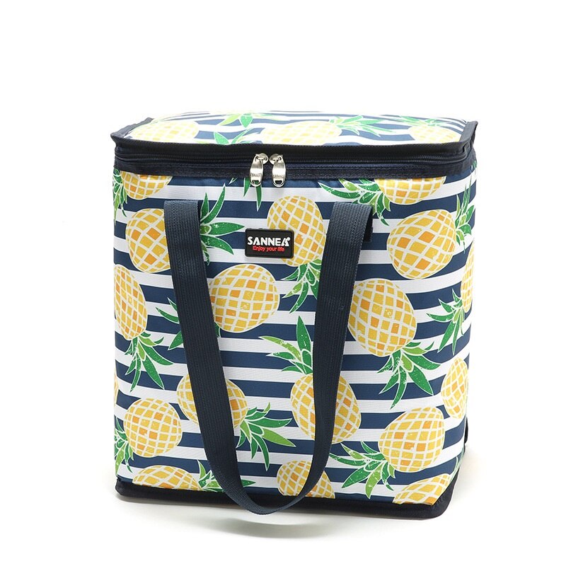 22L Grote Thermische Koeltas Draagbare Voedsel Cool Box Beach Fles Ice Pack Camping Bloem Waterdichte Thermo Geïsoleerde Tas: pineapple