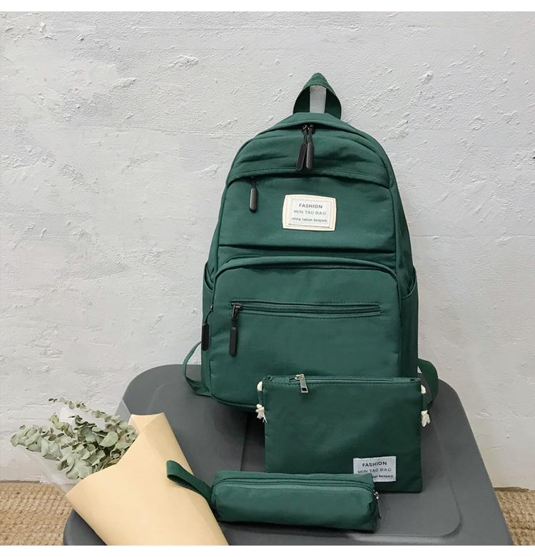 3 set Nette Schule Taschen für Teenager Mädchen Neue Casual Laptop Frauen Rucksack Reise Schulter Tasche Kind Mochilas: Green