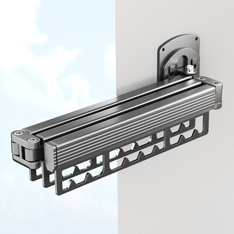 Opvouwbaar metalen wandgemonteerd kledingdroogrek voor buiten Praktisch en ruimtebesparend kledingrek en railhouder