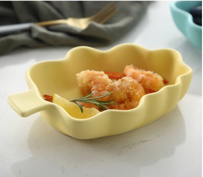 Keramisk skål frugtsalatskål i koreansk stil til dessertbakke: Gul
