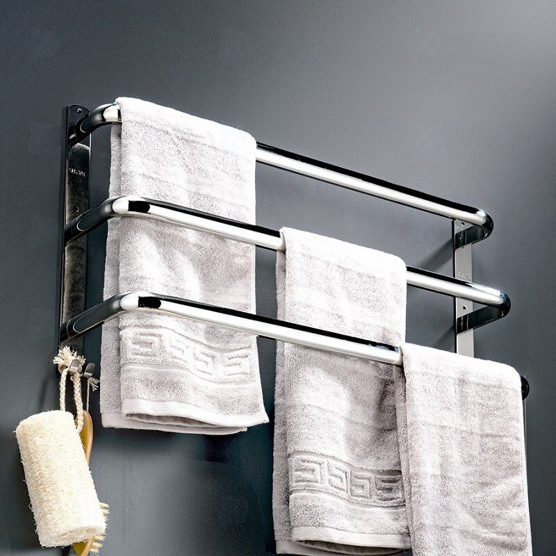 Badkamer Handdoek Houder Rvs Douche Rack Enkele Staaf Layer Muur Gemonteerde Multilayer Handdoek Hanger Met Haak Benodigdheden