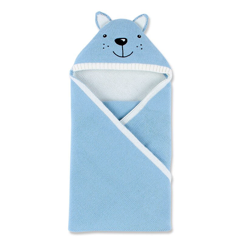 Sobres de punto de oso de dibujos animados para recién nacidos, sacos de dormir de otoño gris abotonada bebé infantil, saco de dormir, manta de primavera