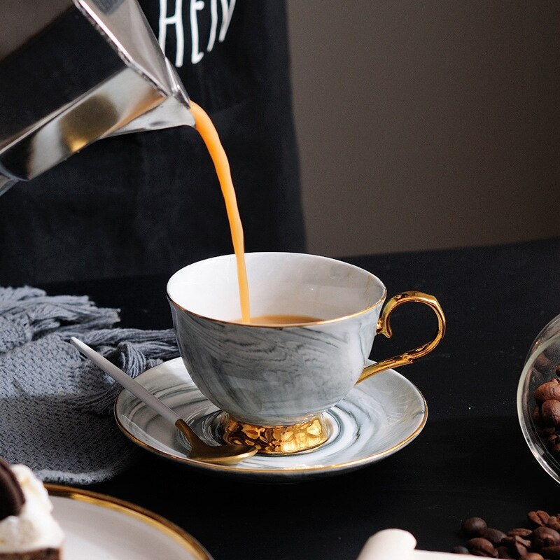 Marble Phnom Penh Ceramic Coffee Cup and Saucer Set Afternoon Tea Cup Lovers