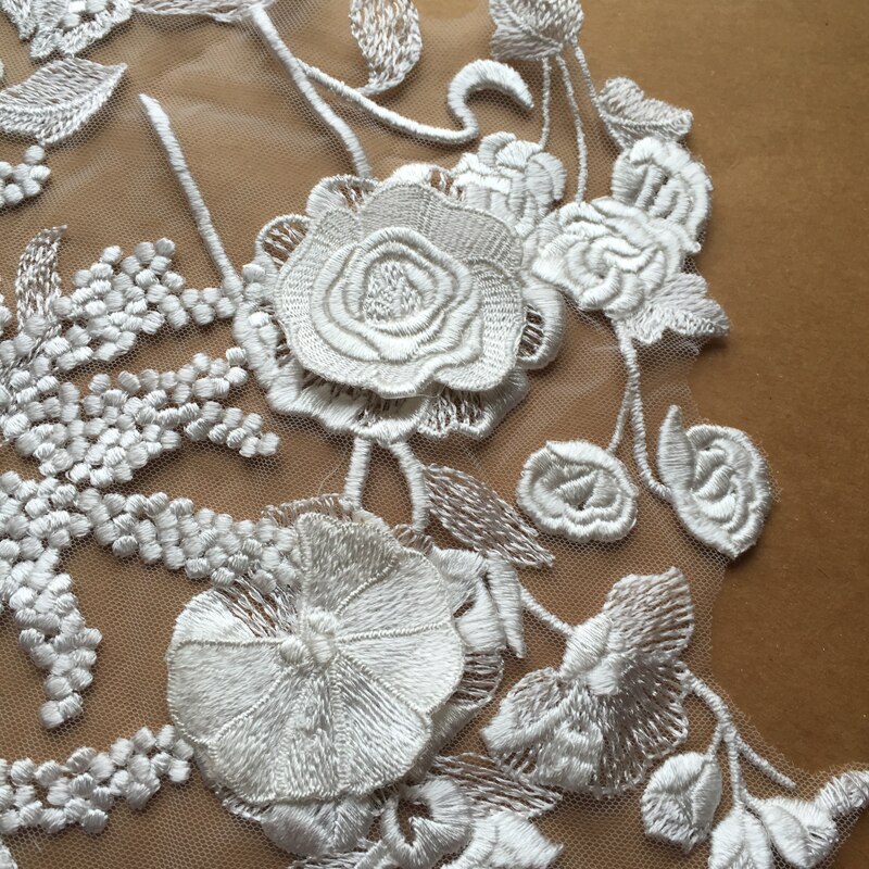 Thick Three-dimensional Petal Rayon Embroidery Stick DIY High Set Wedding Special Use DIY Lace Flower58*31cm 1piece