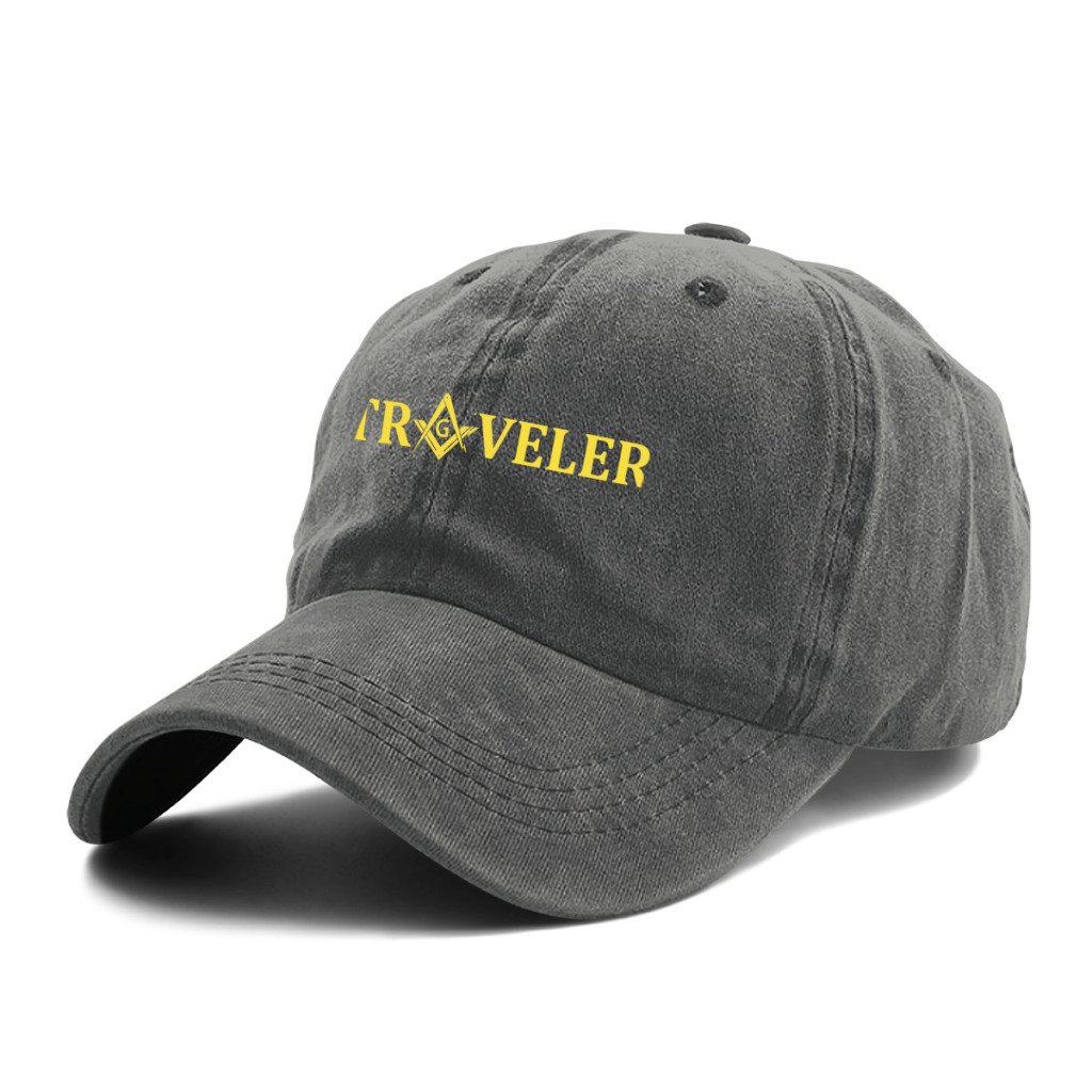 Casquette de baseball délavée pour hommes, casquettes Snapback de camionneur maçonnique de voyageur, chapeau de papa, boussole carrée dorée, chapeaux de golf de franc-maçon: GRIS