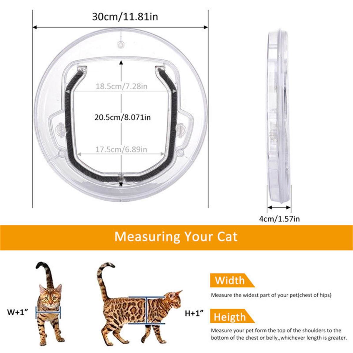 4 Ways Round Transparent Pet Dog Cat Flap Door Round Pet Door For Cats &amp; Small Dogs Cat Door Flap Door For Screen/ Glass Window