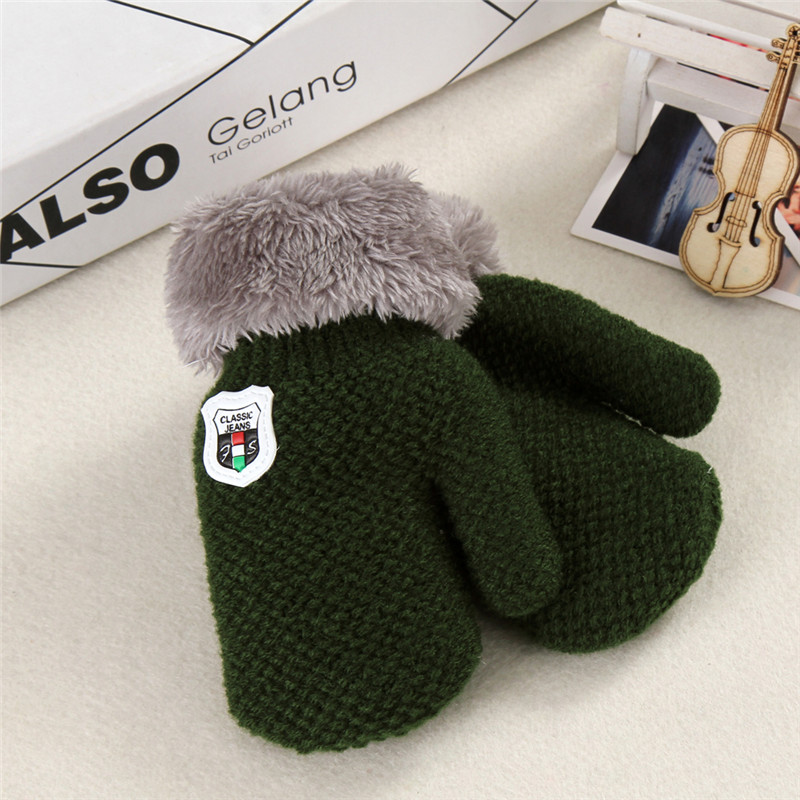 6 kleuren Winter Baby Jongens Meisjes Gebreide Handschoenen Warm Touw Volledige Vinger Wanten Handschoenen Voor Kinderen Peuter Kids: Green