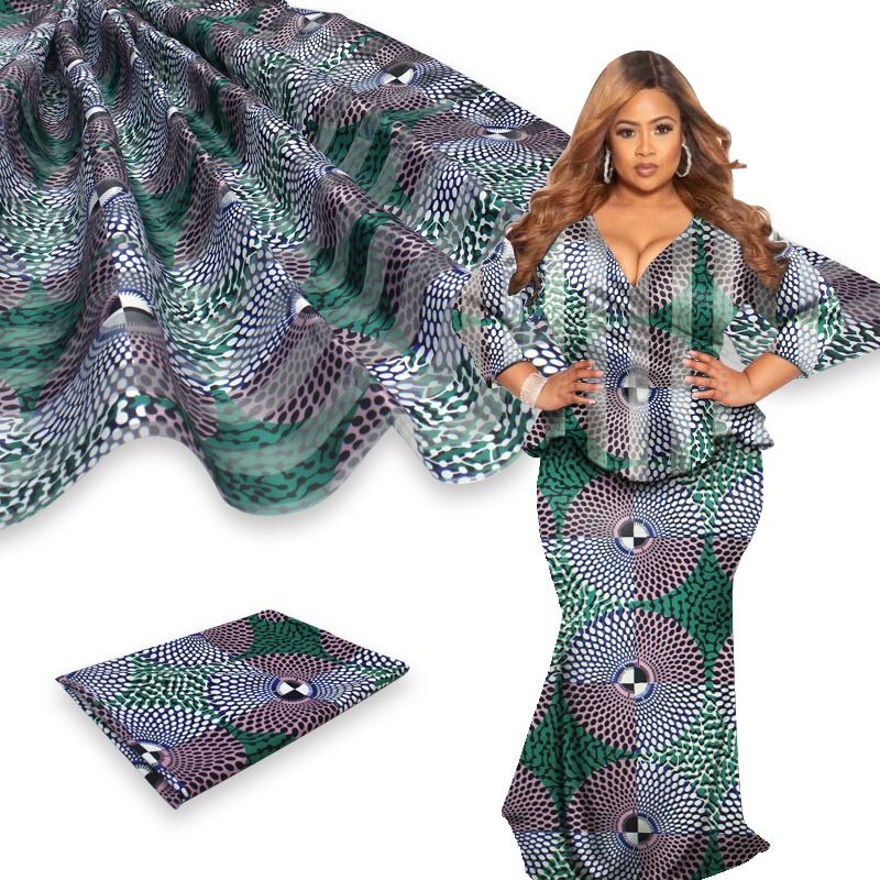 Ankara stof afrikansk ægte voks print 4 yards organza med 2 yards bånd materiale afrikansk silke ankara stof til tøj