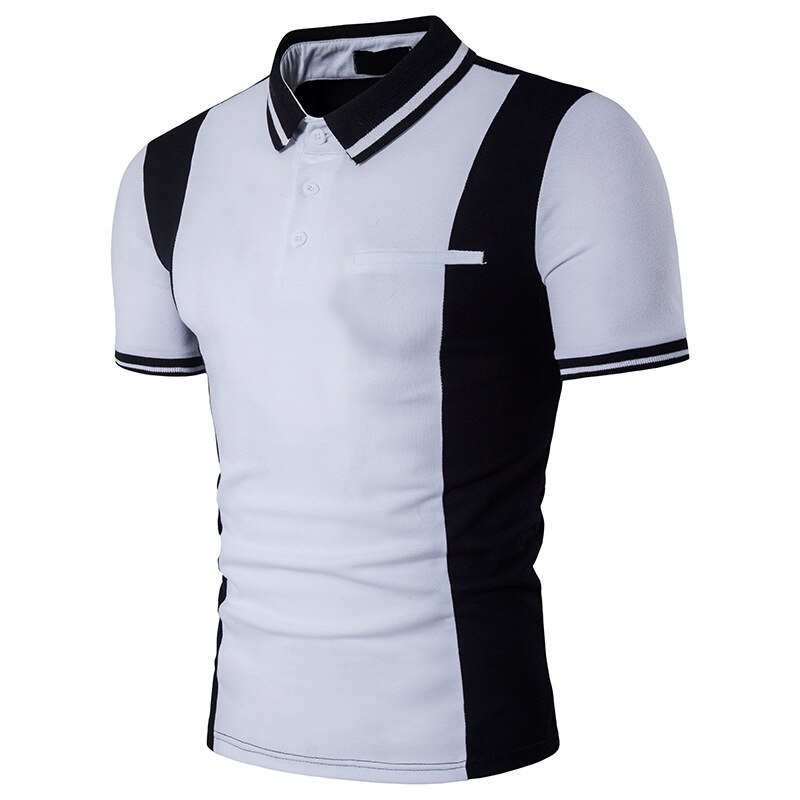 ZOGAA camisa de Polo de verano para hombre de manga corta Camisa blanca y negra de Polo informal ajustada para jóvenes camisas para Hombre Ropa: Blanco / L