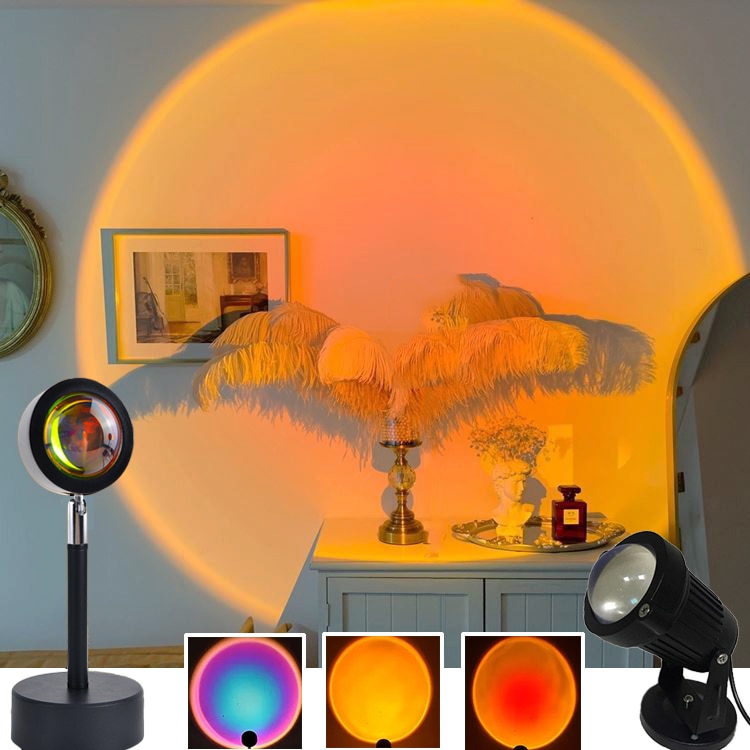 Kleurrijke Zonsondergang Projectie Lamp Usb Led Night Regenboog Sfeer Licht Voor Thuis Koffie Achtergrond Muur Decoratie