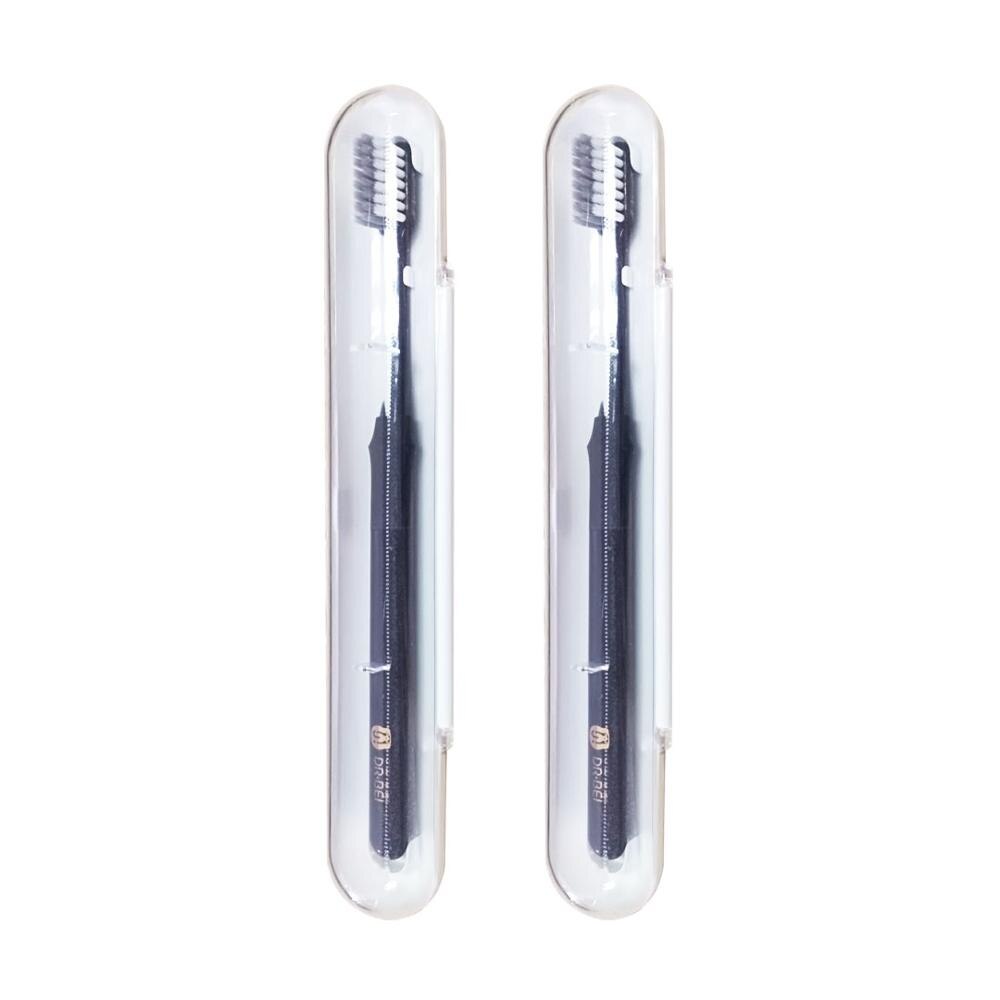 Xiao mi youpin 2 kleuren Doctor B TAND Beter Mi borstel Draad Paar Bamboe Tandenborstel draagbare Tandenborstel opslag met reizen doos: 2 PCS Black