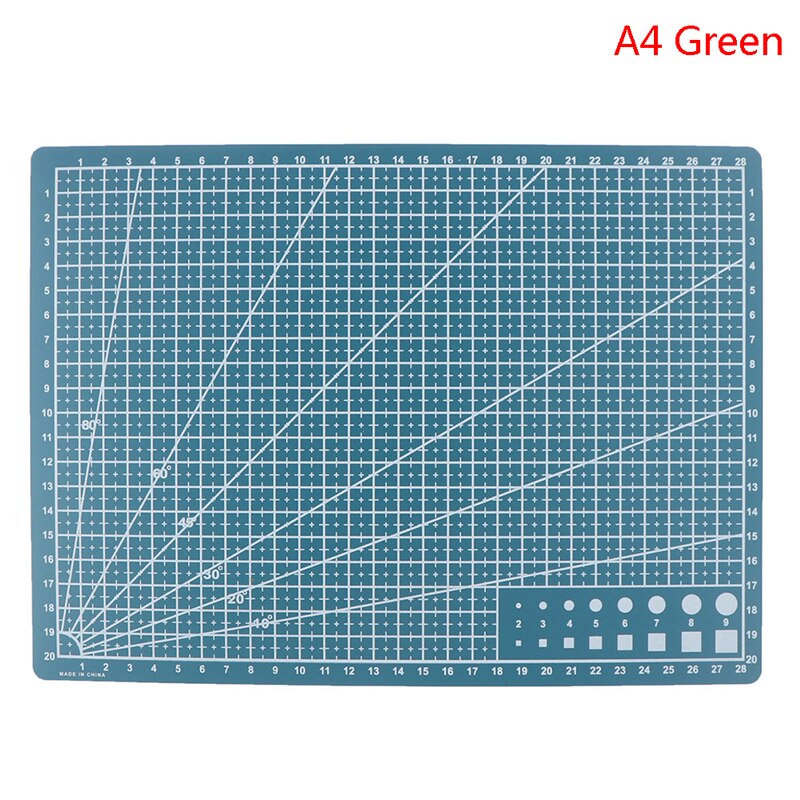 A4/A5 PP Double-sided Grid Lines Cutting Board Mat Self-healing Cutting Pad DIY: 30x22cm Green