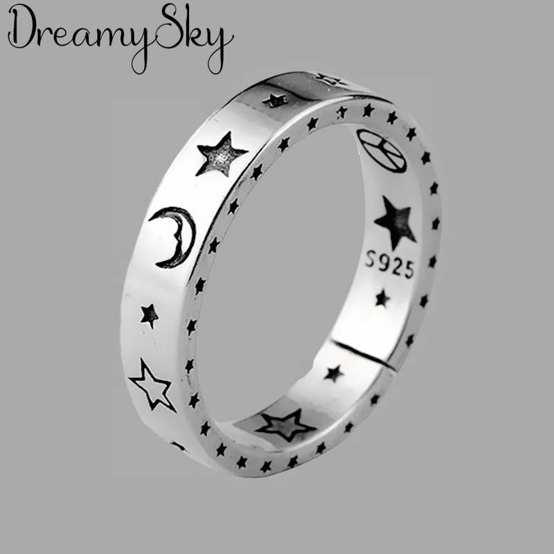 Zilver Kleur Moon Star Ringen Voor Vrouwen Dames Verstelbare Ringen Vintage Sieraden