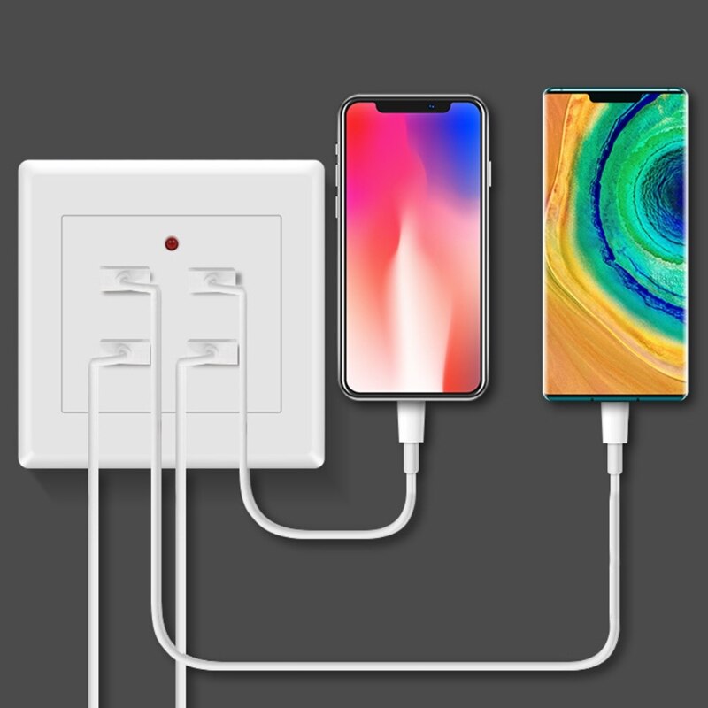 1 Pc 2/4 Ports USB Electrical Socket Station Power Adapter Plug Outlet 110V-250V for Home Office Use Wall Mounting Charger