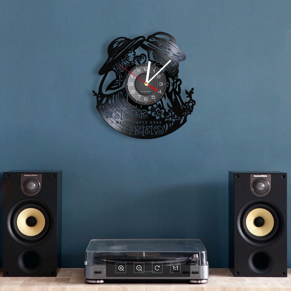 Tvillingar systrar väggkonst vänner citat väggdekor modern väggklocka vänskap vintage vinylskiva väggklocka bästa vän