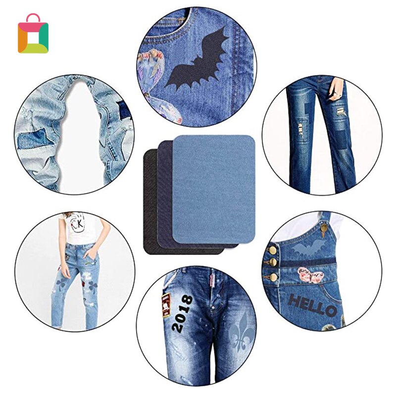 18 Pieces Denim Patches Jeans Iron-On Patches Clothes Repair Kit