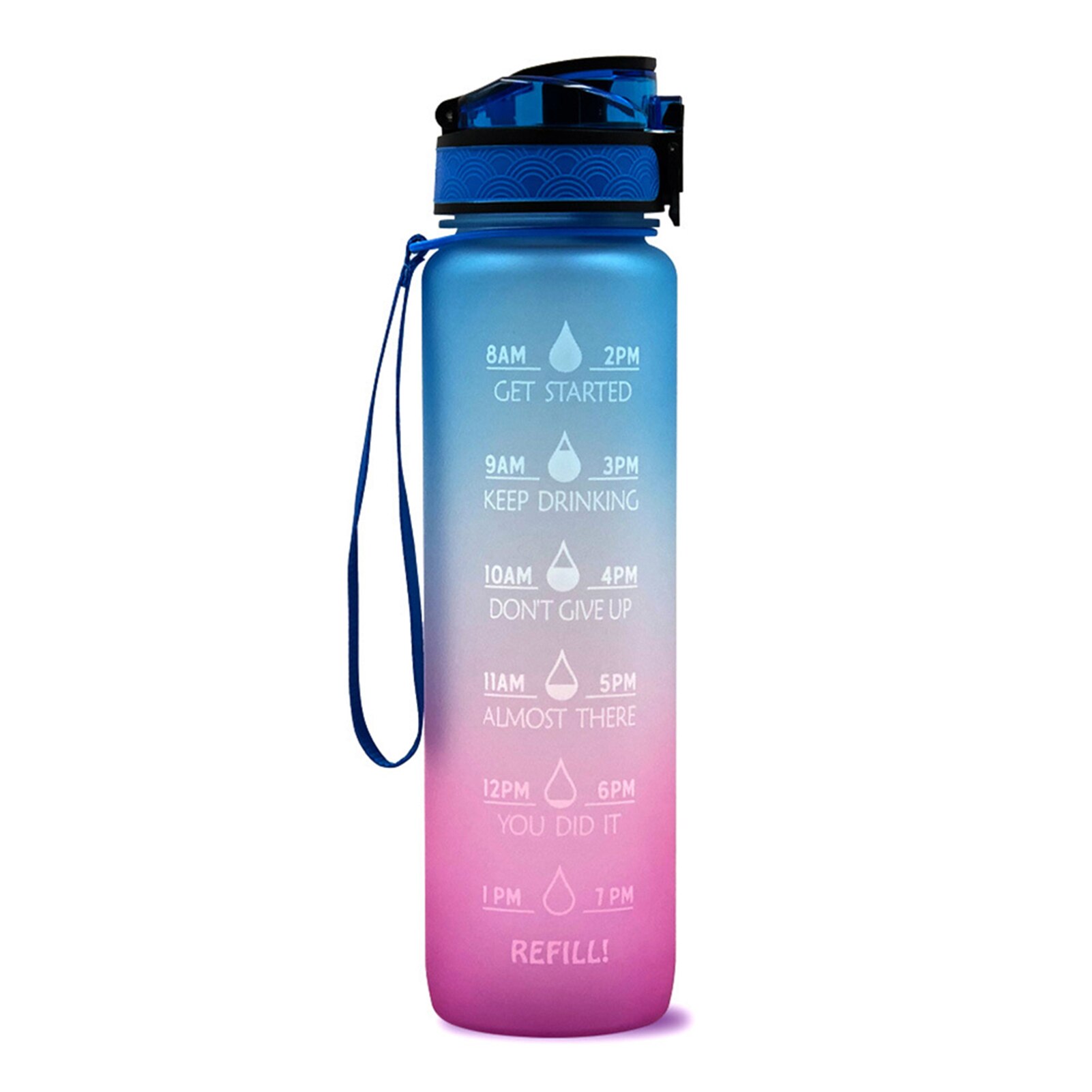 Sport Water Fles Met Tijd Marker Drinken Waterkoker Fitness Sport Fles 1L Water Jug Camping Kantoor School Gym Workout: Blue Red