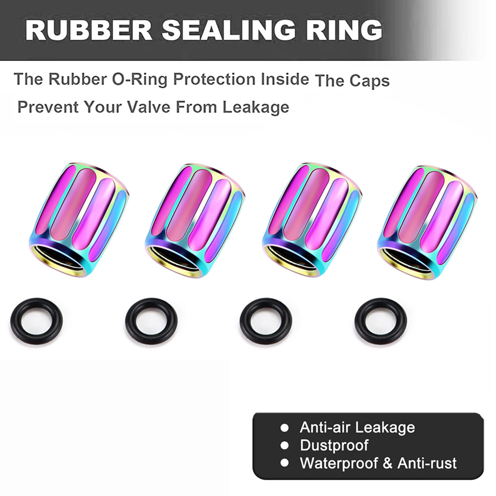Bouchons de Valve d'air Anti-vol, capuchon de tige de Valve d'air de pneu de voiture, couvercle de capuchon de pression pour voitures SUV vélo alliage de Zinc scintillant coloré 4 pièces