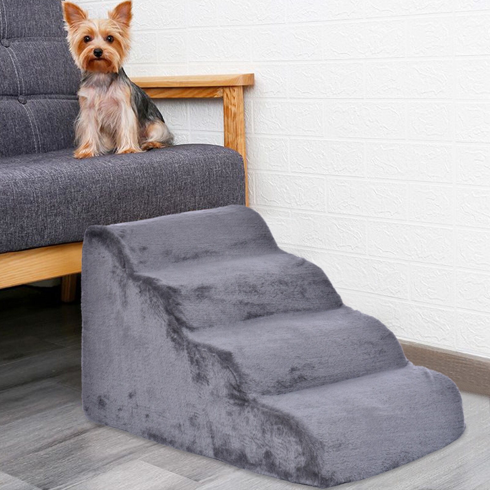 Dog Stairs Pet 4 Steps Stairs For Small Dog Cat Dog House Pet Ramp Ladder Anti-slip Removable Dogs Bed Stair Sponge Pet Supplies