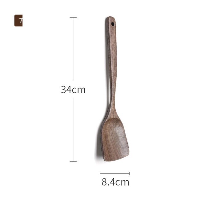Black Walnut Spoon Cooking Hand Polished Pan With Wooden Spoon Spatula Wooden Spoons Japanese Soup Dessert Spoon Tableware: 7