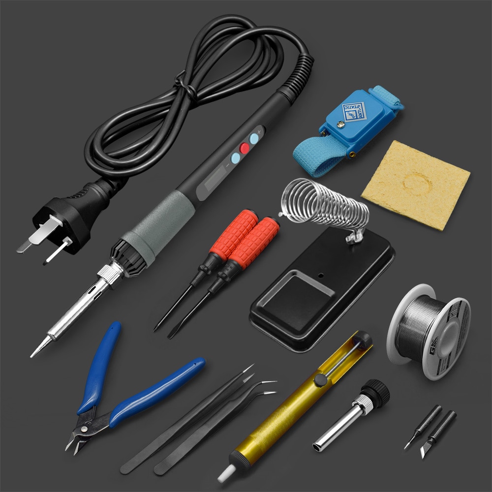 1 Set 60W Electric Soldering Iron LED Digital Display Adjustable Temperature Control Handle Pencil Welding Solder Station Kit: SET 6