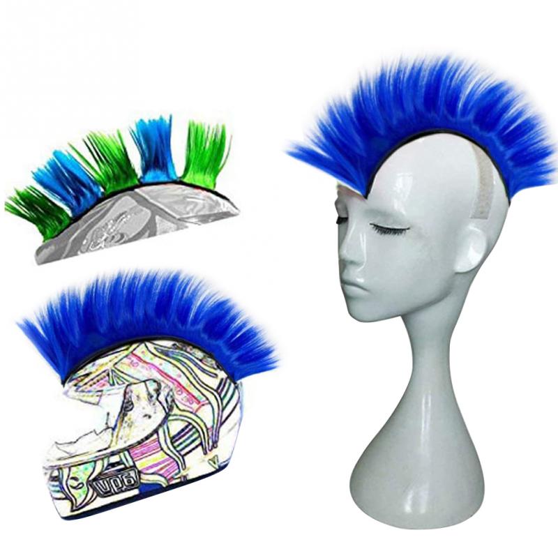 6 farben Universal- Helm Mohawk Synthetische Perücken fahrrad Motorrad Moto-Cross Zubehör Helm Falken: Blau