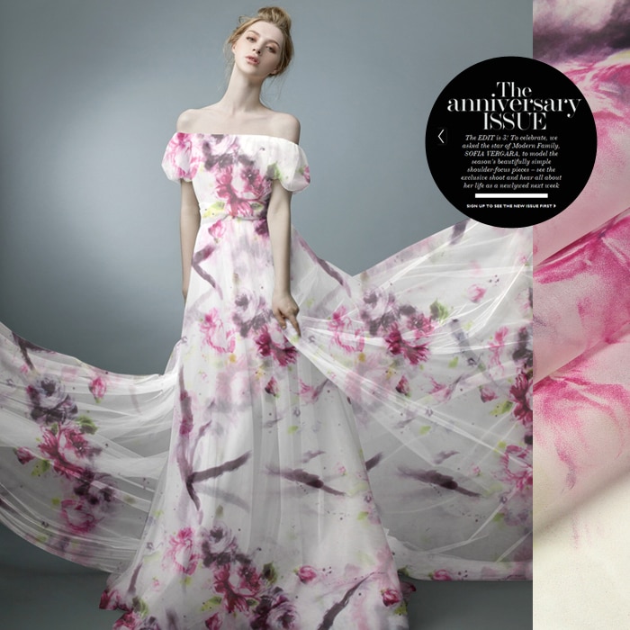 135cm wide 8mm pink floral white stiff silk organza fabric for dress shirt clothes pants D058